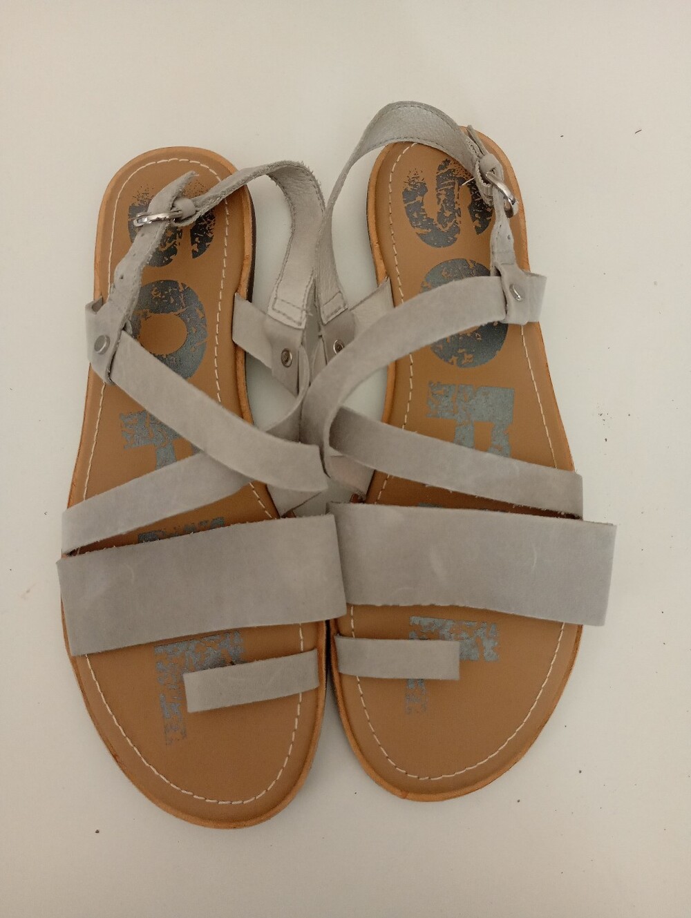 Sorel | Light Gray Suede-like Strappy Flat Sandals | 9